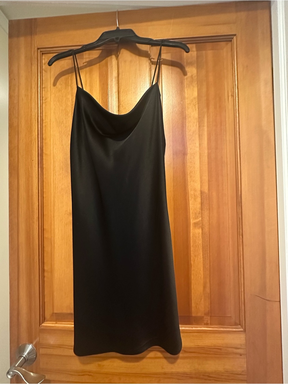 Alice + Olivia Black Cowl Slip Mini Dress